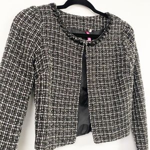 Heart Soul Black and White Tweed Cropped Blazer